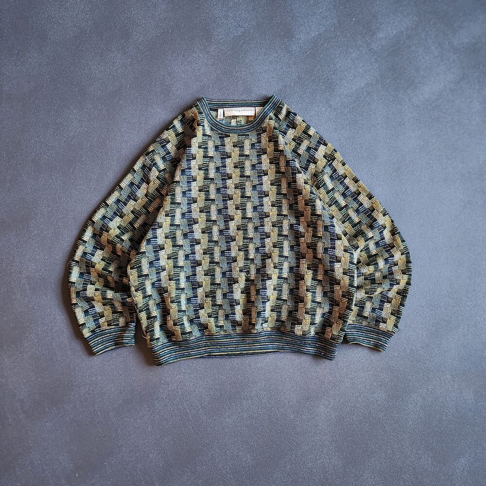 Vintage 90's Jhane Barnes Acrylic Knit Abstract Grandpa Sweater Large